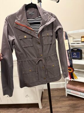 Market & Spruce Grey Utility Jacket with Orange Zip Accent
